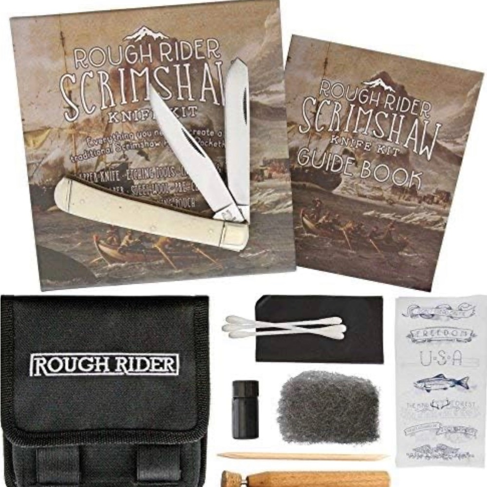 NIB - Rough Rider Scrimshaw Knife Kit - White